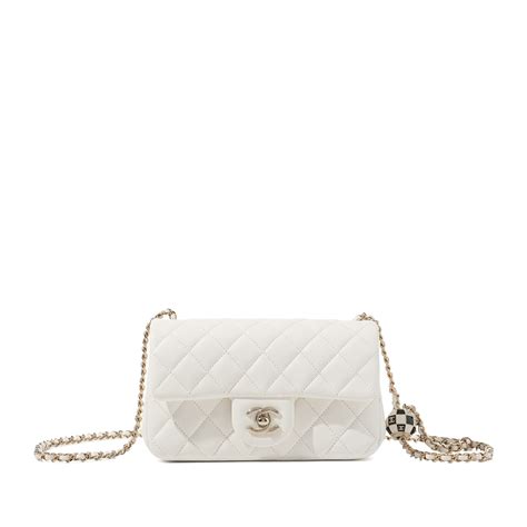 0973628 white chanel handbag gold|Box bag, Lambskin & gold.